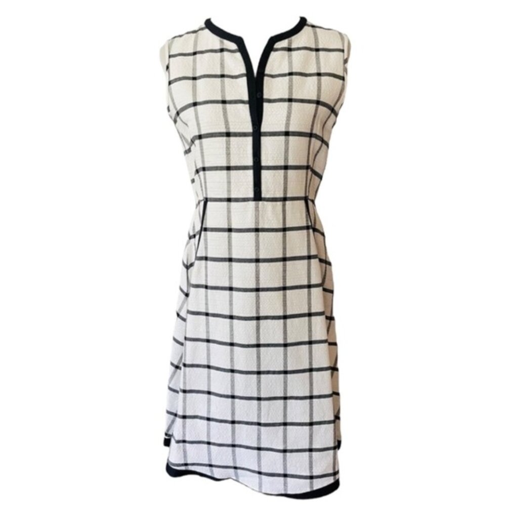 Max Mara Black and White Windowpane A-Line Dress